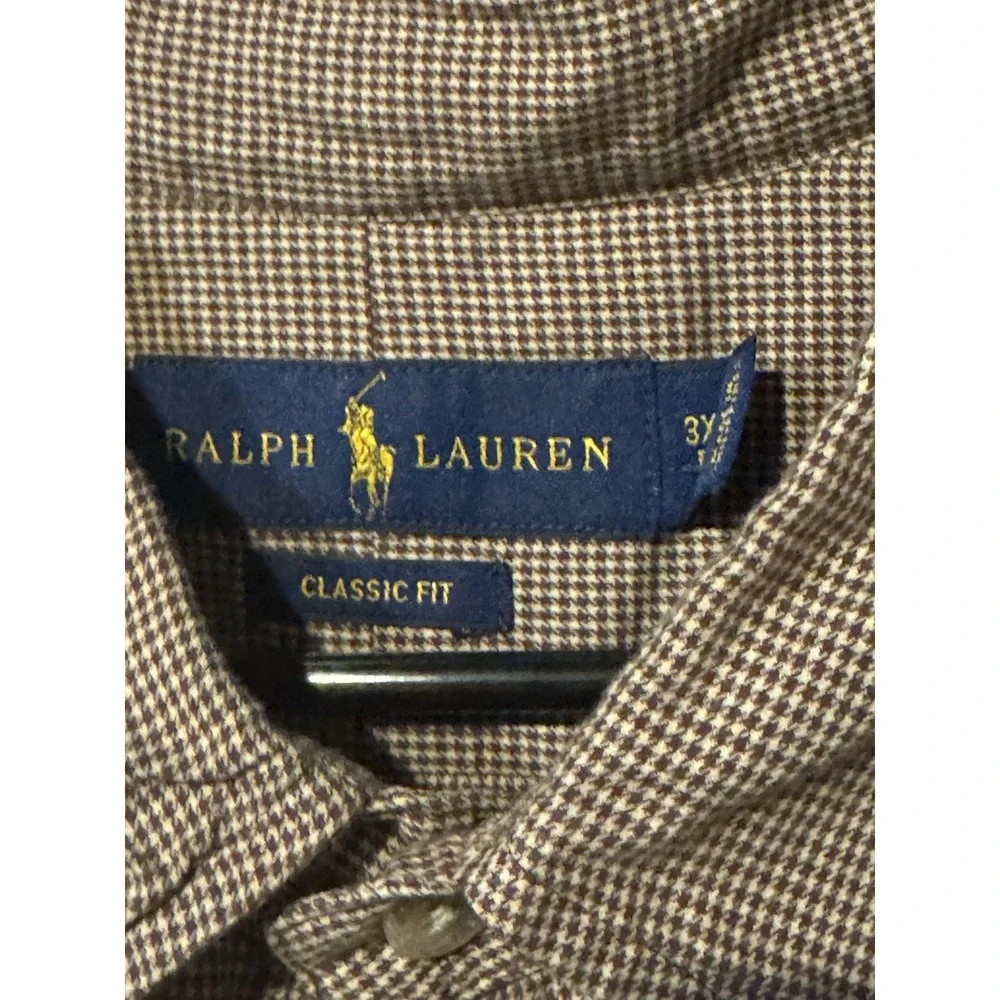 Polo Ralph Lauren 3XB Gingham Micro Check Long Sleeve Brown Button Down (C)